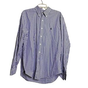 Ralph Lauren Mens Classic Fit Striped‎ Button Down Shirt Purple White Large